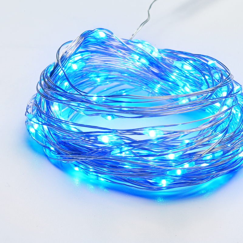 100 LED ΛΑΜΠΑΚ ΣΕΙΡΑ ΧΡΟΝΟΔΙΑΚ ΜΠΛΕ ΑΣΗΜΙ ΚΑΛΩΔ ΧΑΛΚΟΥ & ΜΠΑΤΑΡ 3xAA IP44 10m+10cm - ledmania.gr