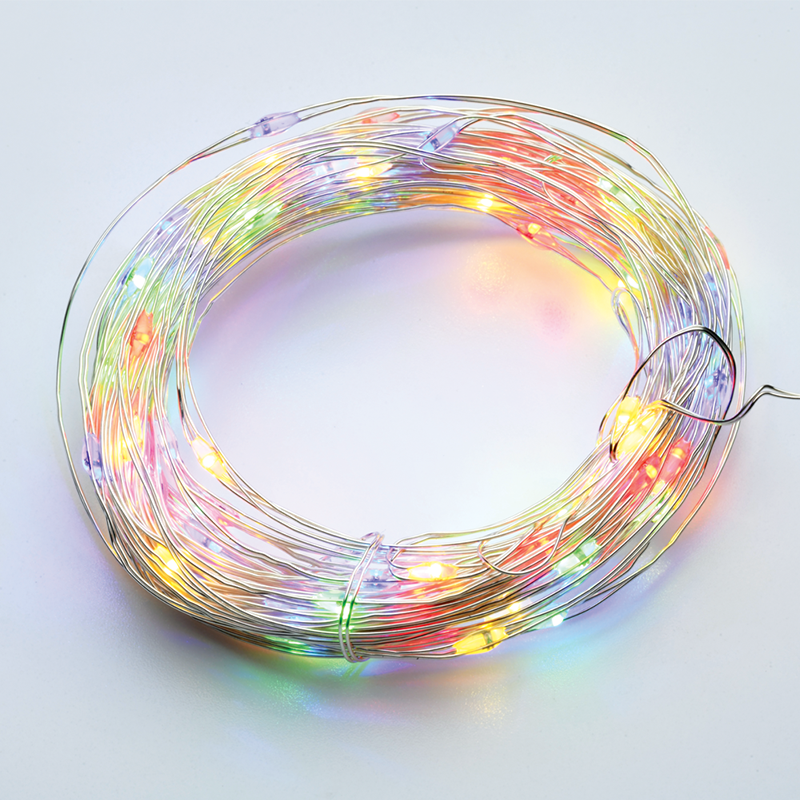 20 LED ΛΑΜΠΑΚ ΣΕΙΡΑ RGBY ΑΣΗΜΙ ΚΑΛΩΔ ΧΑΛΚΟΥ & ΜΠΑΤΑΡ 2xCR2032 IP20 2m+10cm 1.2W - ledmania.gr