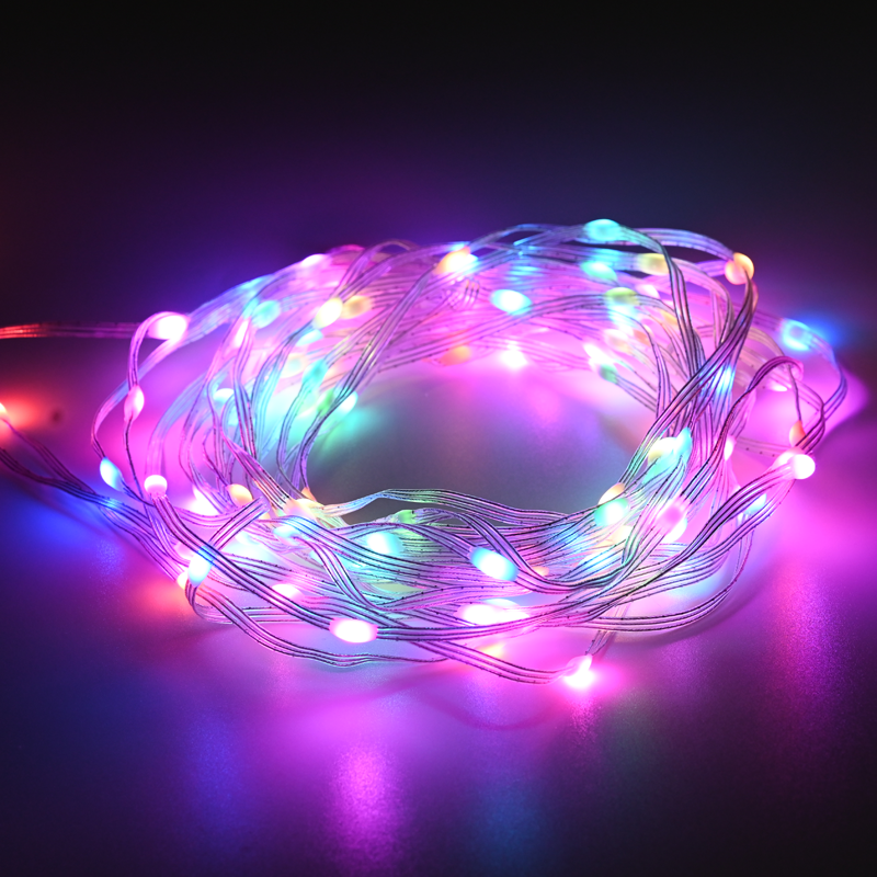 100RGB LED SMART STRING CONNECTABLE, 10m, USB, REMOTE&APP, IP44, 3m ΚΑΛΩΔ ΤΡΦ - ledmania.gr