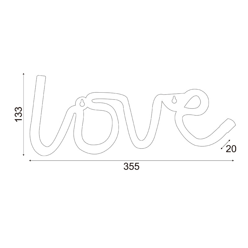 LOVE, 118 NEON LED ΛΑΜΠΑΚΙΑ ΜΕ ΜΠΑΤΑΡΙΑ (3xAA)/USB, WW, IP20, 35.5x2x13cm - ledmania.gr