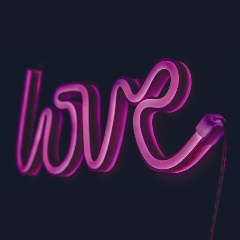 LOVE, 118 NEON LED ΛΑΜΠΑΚΙΑ ΜΕ ΜΠΑΤΑΡΙΑ (3xAA)/USB, ΡΟΖ, IP20, 35.5x2x13cm - ledmania.gr