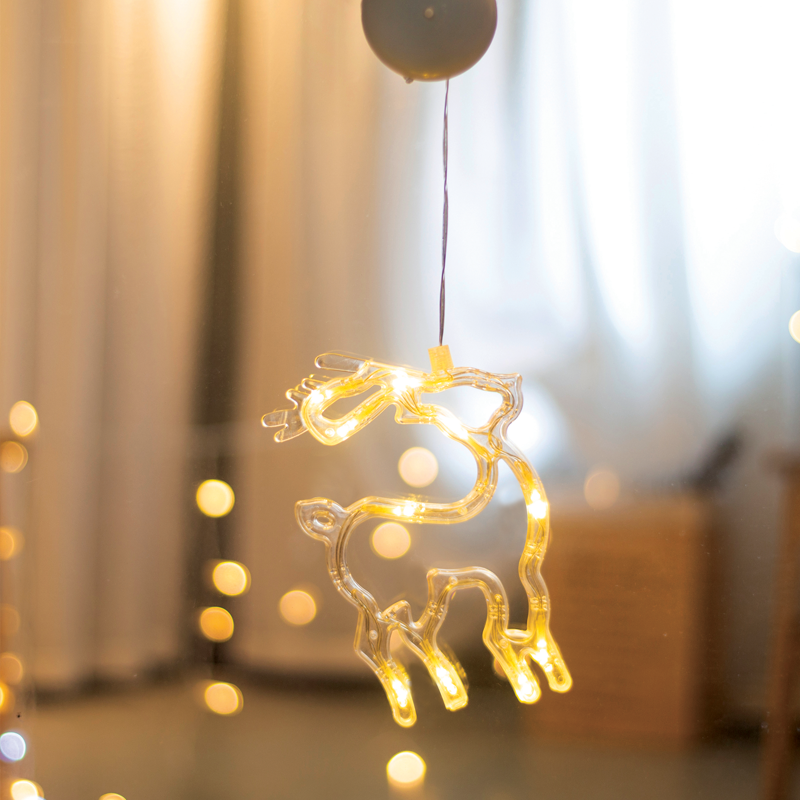 “WINDOW PLASTIC DEER” 10 LED ΛΑΜΠΑΚΙΑ WW ΜΠΑΤ. (3ΧΑΑΑ) IP20 13X19CM - ledmania.gr