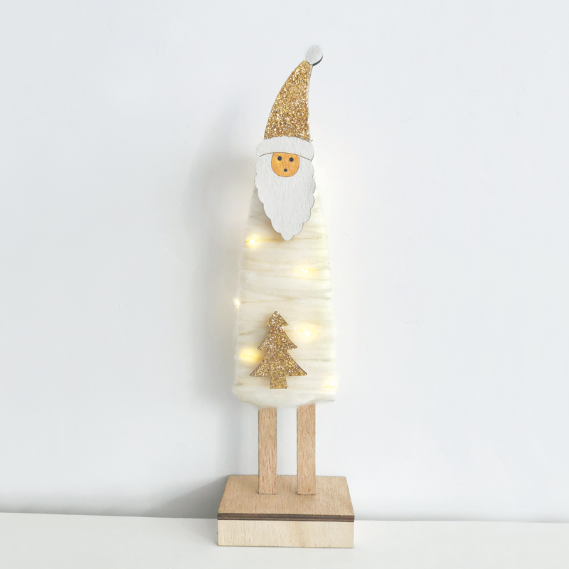 “WOODEN SANTA” 12 MINI LED WW Λ/ΚΙΑ ΜΠ/ΡΙΕΣ (2AAA) IP20 9.5X5.5X34CM - ledmania.gr