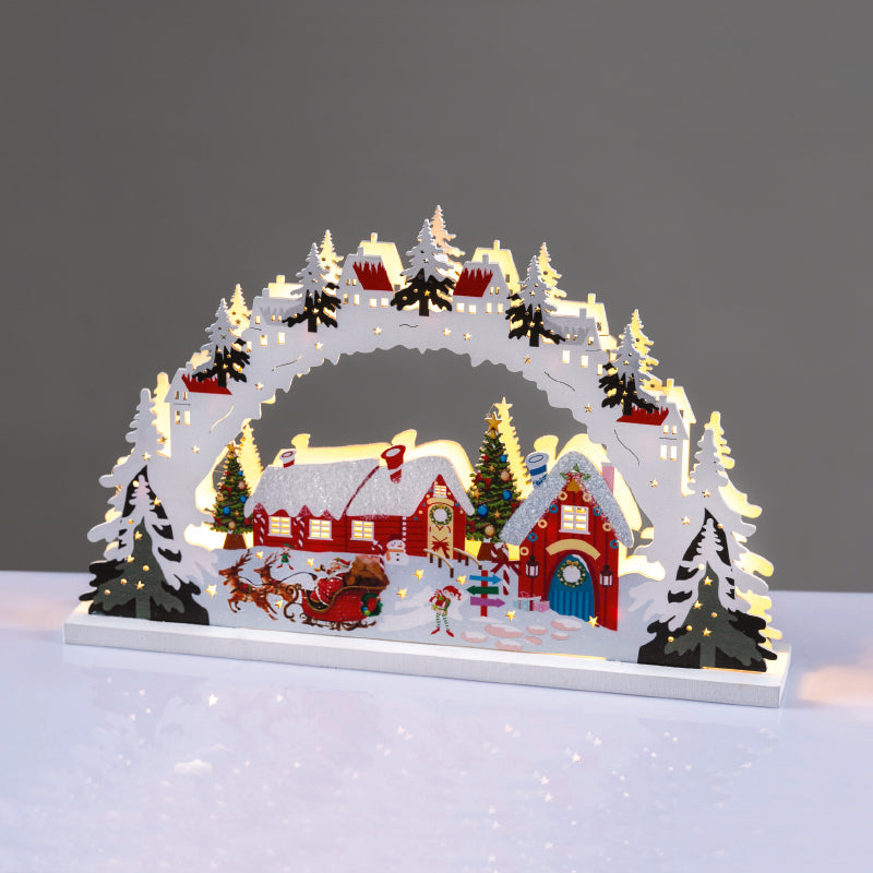 ^WOODEN HOUSE 15 LED ΛΑΜΠ ΘΕΡΜΟ ΣΤΑΘΕΡΟ ΜΠΑΤ (2ΧΑΑA) 30*5*19cm IP20^ - ledmania.gr