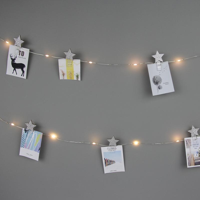 “12 GLITTER STAR CLIPS”, 25 LED WW Λ/ΚΙΑ ΑΣΗΜΙ ΧΑΛΚΟΣ ΜΠ/ΡΙΕΣ (3xAA), IP20, 240+30cm, ΔΙΑΦ. ΚΑΛ. Τ - ledmania.gr