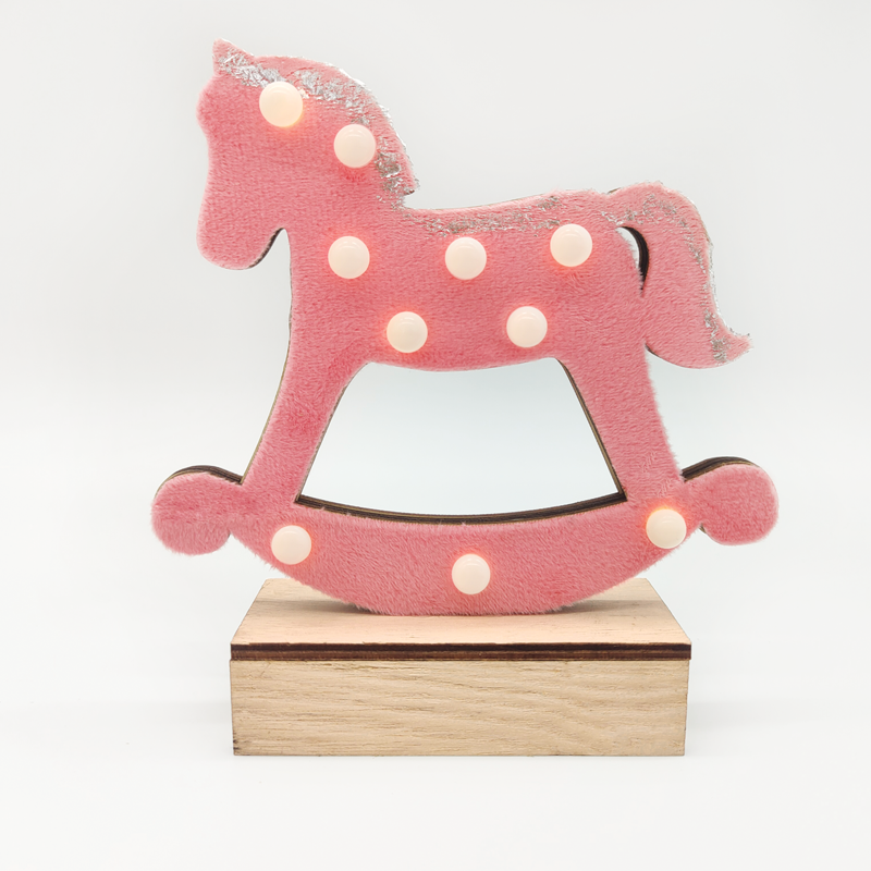 “WOODEN PINK HORSE”, 10 MINI LED ΛΑΜΠ. ΜΠΑΤ. (2xAA), WW,IP20, 17X4.5X16CM - ledmania.gr