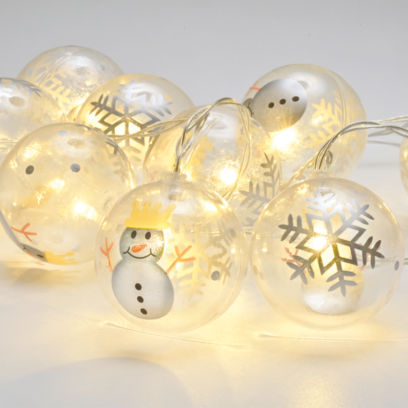“PLASTIC BALL SNOWMAN”, 10 LED ΛΑΜΠΑΚΙΑ ΣΕΙΡΑ ΜΠΑΤΑΡ (3xAA), WW, IP20, 135+30cm, ΔΙΑΦ. ΚΑΛ. ΤΡΟΦ. - ledmania.gr