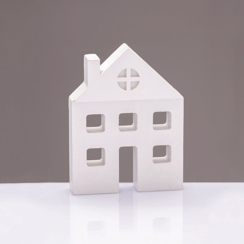 ^WOODEN DECORATIVE WHITE HOUSE  ΜΟΤΙΦ 10,5*2*8cm^ - ledmania.gr