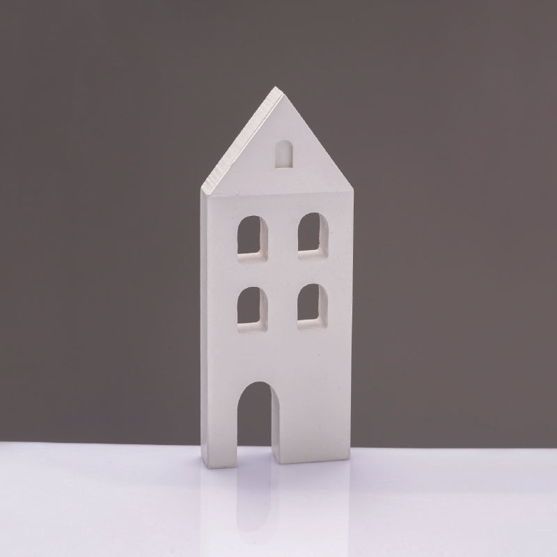 ^WOODEN DECORATIVE WHITE HOUSE  ΜΟΤΙΦ 7*2*18cm^ - ledmania.gr