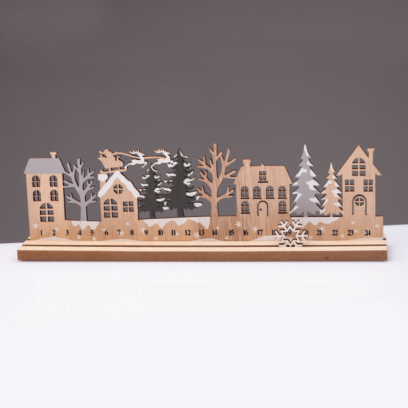 ^WOODEN XMAS COUNTDOWN WITH TREES ΔΙΑΚΟΣΜΗΤΙΚΟ ΜΟΤΙΦ 33x5x10cm^ - ledmania.gr