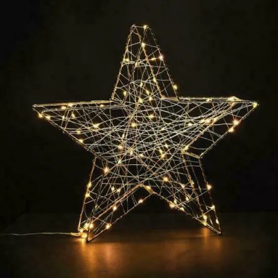 80LED 3D SILVER METAL STAR ΣΤΑΘΕΡΟ 39CM 230V ΘΕΡΜΟ - ledmania.gr