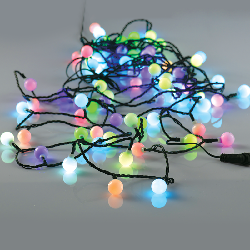 ^ "WHITE BALL" 80 RGBY LED ΛΑΜΠ. ΣΕΙΡΑ, 10CM, ΑΝΤΑΠΤ (4.5V) & ΠΡΟΓΡ., ΕΠΕΚΤ (ΜΑΧ 3) IP44, 8m+3m - ledmania.gr