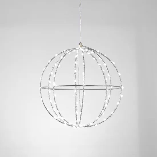 ΧΡΙΣΤ/ΤΙΚΗ ΑΣΗΜΙ ΜΠΑΛΑ ΜΕ 96LED ΣΤΑΘΕΡΑ Ø20CM ΨΥΧΡΟ - ledmania.gr