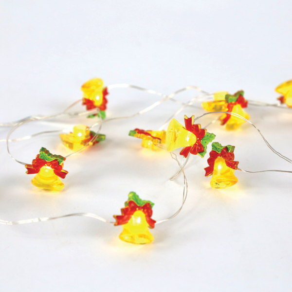 Led Διακοσμητικά Λαμπάκια Μπαταρίας Καμπανούλα Πλαστική 15 Mini Leds Θερμό Λευκό IP20 σε Ασημί Καλώδιο Χαλκού 140+30cm - ledmania.gr