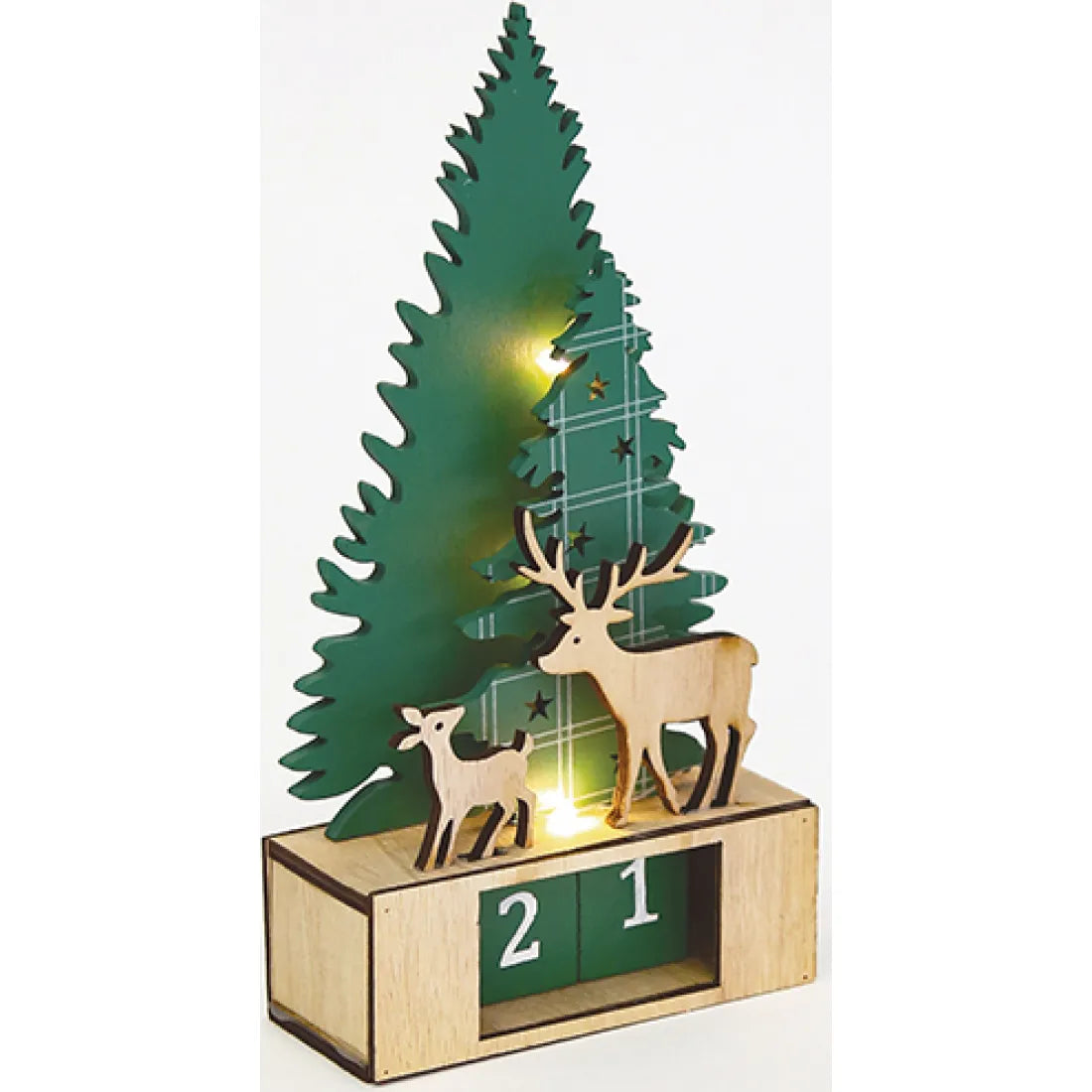 ΧΡΙΣΤ/ΚΟ ΔΙΑΚ/ΚΟ PLYWOOD XMAS ΗΜΕΡΟΛΟΓΙΟ 3LED ΘΕΡΜΟ ΜΠΑΤΑΡΙΑΣ 1*CR2032 - ledmania.gr