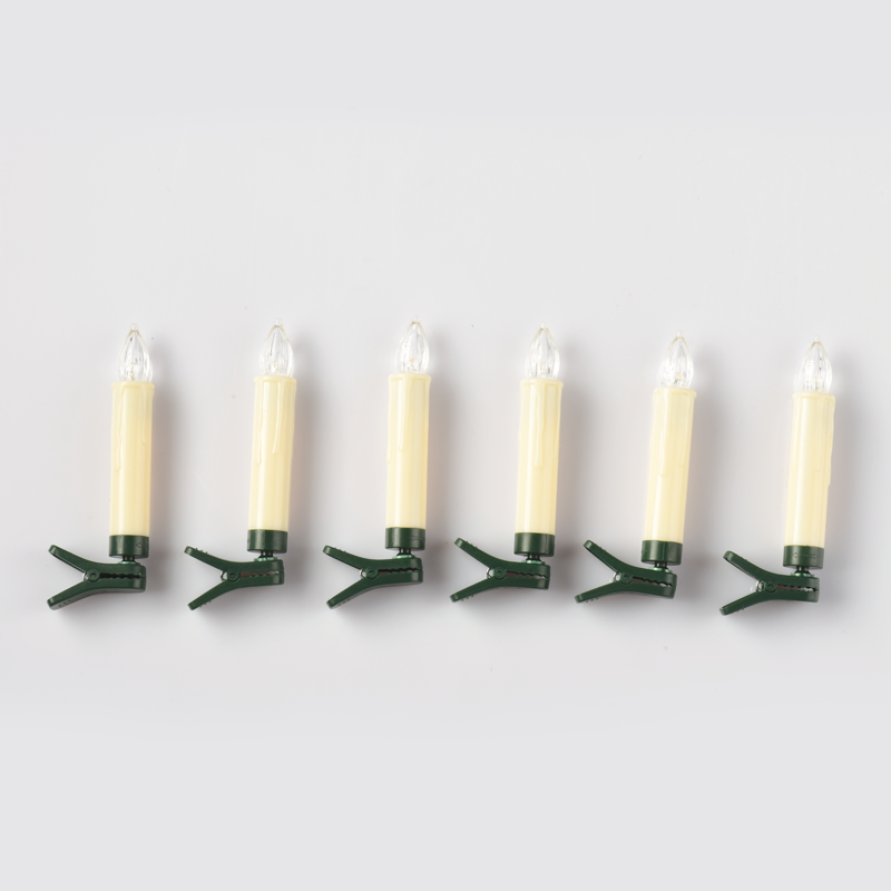 “6 WHITE MINI CLIPS CANDLES”, 6*1 LED ΛΑΜΠ. ΜΠΑΤ. (6*AAA), WW,IP20, φ1.5X10.5cm - ledmania.gr