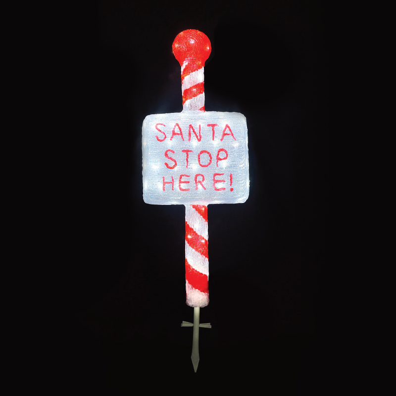 ACRYLIC SIGN SANTA STOP HERE  120 LED ΛΕΥΚΑ IP44 35*13*100cm 30cm ΚΑΛ. - ledmania.gr