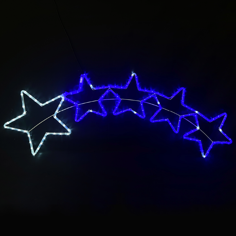 5 STARS 144 LED 6m ΜΟΝΟΚ. ΦΩΤ ΛΕΥΚΟ & ΜΠΛΕ FLASH IP65, 150*50cm 1.5m ΚΑΛ. - ledmania.gr