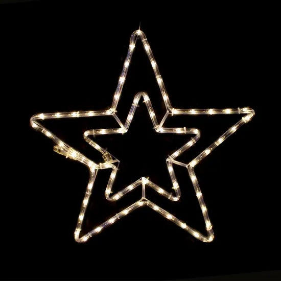 DOUBLE STARS 60 LED ΣΧΕΔΙΟ 2.5m ΜΟΝΟΚΑΝΑΛ ΦΩΤΟΣΩΛ ΘΕΡΜΟ ΛΕΥΚΟ IP44 46cm 1.5m ΚΑΛ. - ledmania.gr