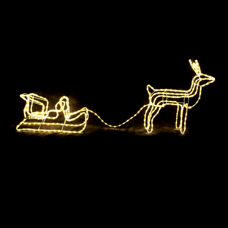 REINDEER WITH SLEIGH, 312 LED ΣΧΕΔ. 13m ΜΟΝΟΚ. ΦΩΤΟΣ., WW ΣΤΑΘ., IP65, 65X64X30 & 59X22X29CM, 1. - ledmania.gr