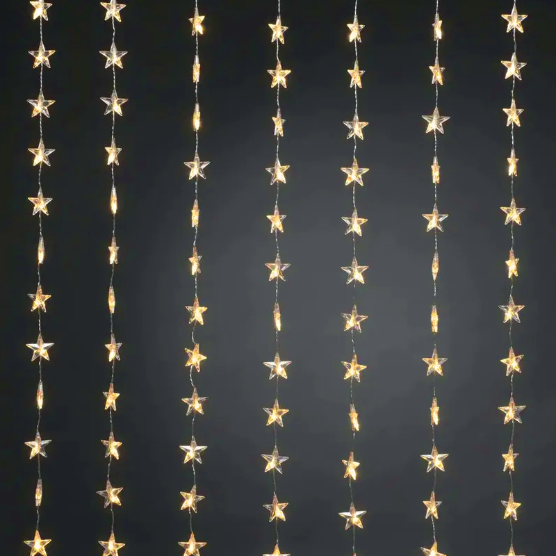 ^48LED ΛΑΜΠ ΚΟΥΡΤΙΝΑ ΑΣΤΕΡΙΑ 6,5cm ΘΕΡΜΟ ΛΕΥΚΟ ΑΝΤΑΠΤ & 8 ΠΡΟΓΡ IP44 120cm 5M ΠΡΑΣ ΚΑΛΩΔ - ledmania.gr