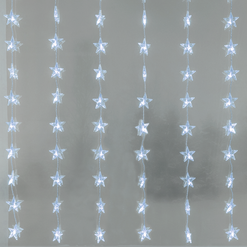 ^48LED ΛΑΜΠ ΚΟΥΡΤΙΝΑ ΑΣΤΕΡΙΑ 6,5cm ΨΥΧΡΟ ΛΕΥΚΟ ΑΝΤΑΠΤ & 8 ΠΡΟΓΡ IP44 120cm 5M ΠΡΑΣ ΚΑΛΩΔ - ledmania.gr