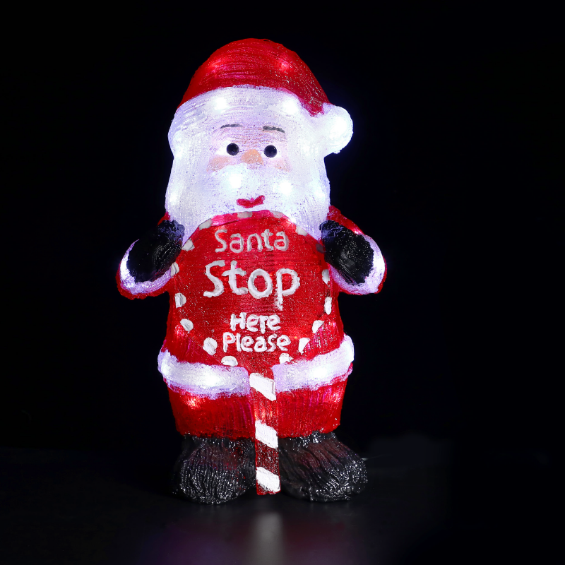 ACRYLIC STANDING SANTA 60 LED ΛΕΥΚΑ IP44 24,5*18*40,5cm  30cm ΚΑΛ. - ledmania.gr
