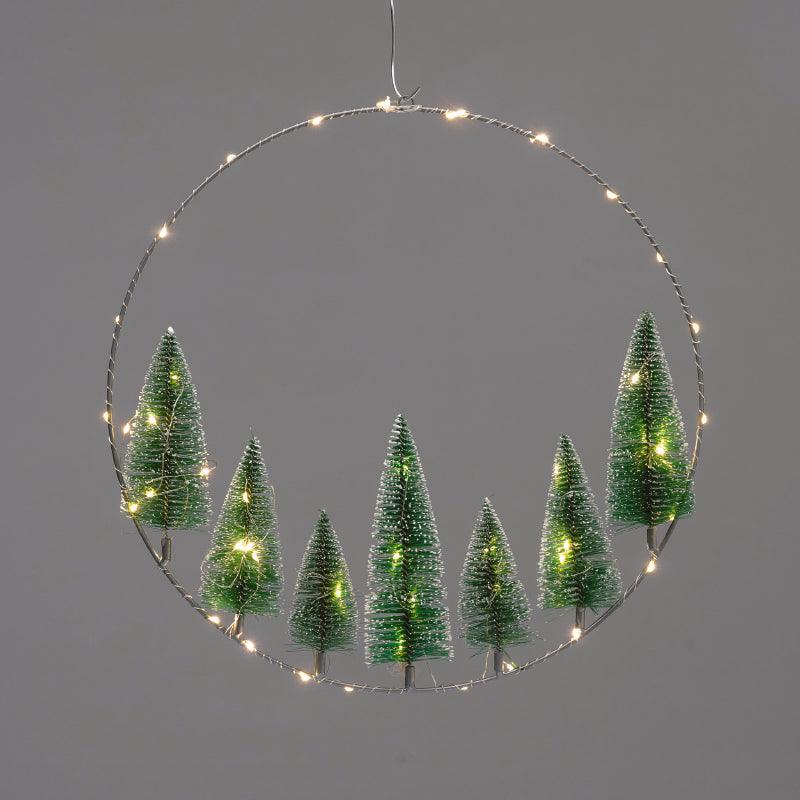 WREATH TREES ΔΙΑΚΟΣΜ ΚΡΕΜΑΣΤΟ 50 LED ΛΑΜΠ ΘΕΡΜΑ ΜΠΑΤ 3ΧΑΑ (ΔΕΝ ΣΥΜΠ) IP20  ΔΙΑΜ:40cm 30cm ΚΑΛ - ledmania.gr