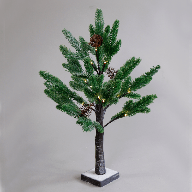 SNOW PINE TREE WITH PINE CONES” 24 WW LED ΛΑΜΠΑΚ. IP20 3xAA ΥΨΟΣ 60CM ΒΑΣΗ 10x10CM - ledmania.gr