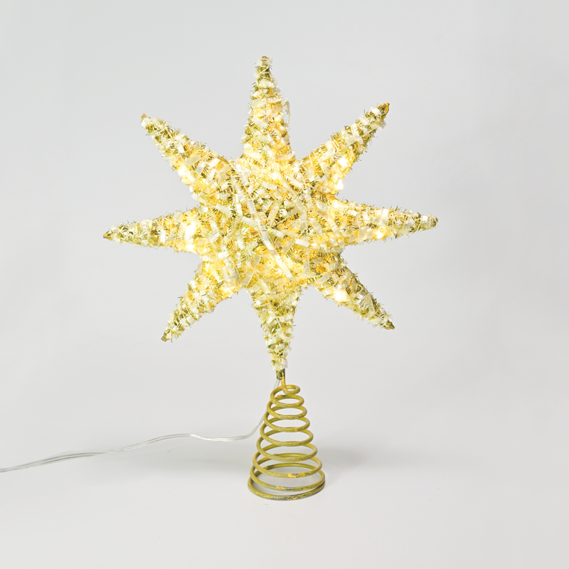 “GOLD TINSEL THREAD STAR 1” 20 MINI WW LED ΛΑΜΠ. ΜΠΑΤ. 3ΧΑΑ,IP20 28x5x20cm - ledmania.gr