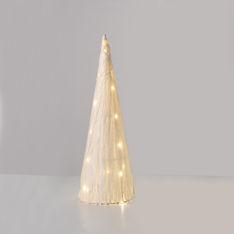 “WHITE PAPER CONE TREE” 30 MINI WW LED ΛΑΜΠ. ΜΠΑΤ. 3ΧΑΑ,IP20 Φ20.5X60cm - ledmania.gr