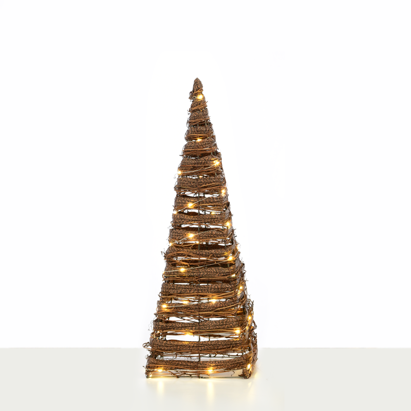“NATURAL RATTAN CONE TREE” 40 MINI WW LED ΛΑΜΠ. ΜΠΑΤ. 3ΧΑΑ,IP20 Φ22X60CM - ledmania.gr