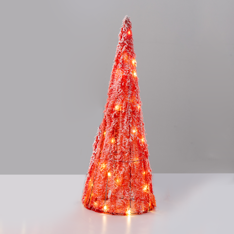 ^ "RED TINSEL CONE TREE" 40 MINI WW LED ΛΑΜΠ. ΜΠΑΤ. 3ΧΑΑ,IP20 Φ27.5X90cm - ledmania.gr