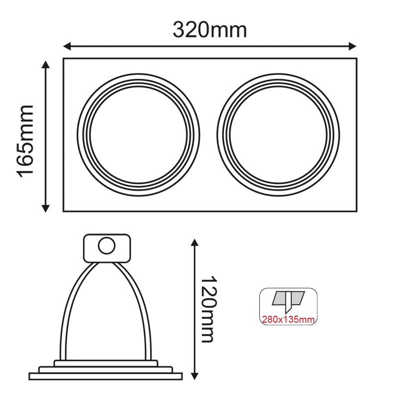 ΣΠΟΤ AR111 XMS ΔΙΠΛΟ ΛΕΥΚΟ ΤΕΤΡΑΓΩΝΟ 320x165 - ledmania.gr