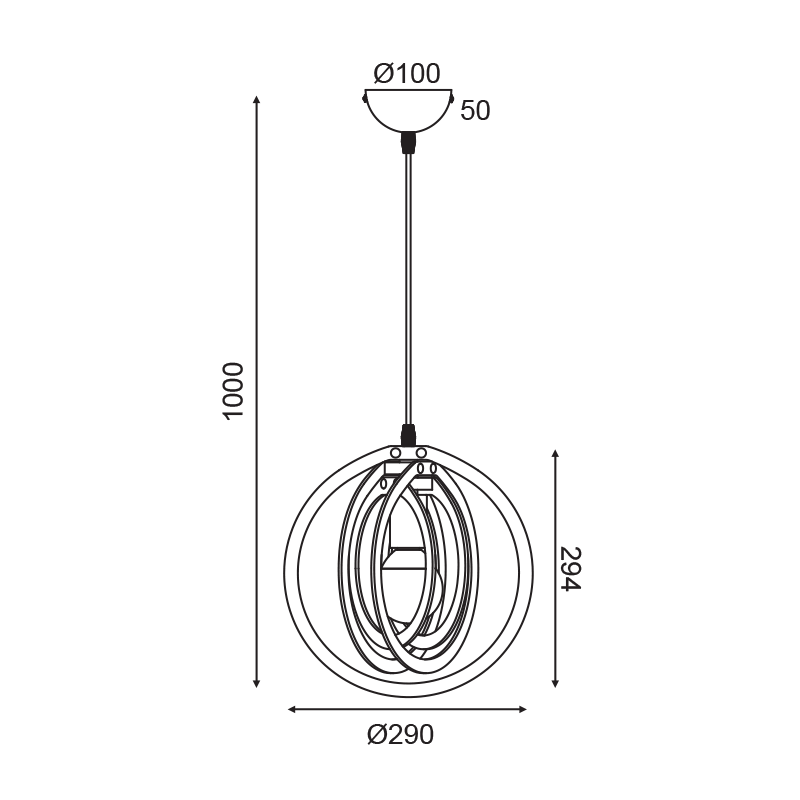 ΚΡΕΜΑΣΤΟ Φ/Σ 1ΧΕ27 ΣΚ.ΚΑΦΕ ΔΕΡΜΑ MDF D29XH100CM TRITON - ledmania.gr