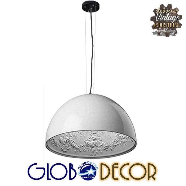 GloboStar® SERENIA WHITE 01152 Μοντέρνο Κρεμαστό Φωτιστικό Οροφής Μονόφωτο Λευκό Γύψινο Καμπάνα Φ40 x 19cm - ledmania.gr