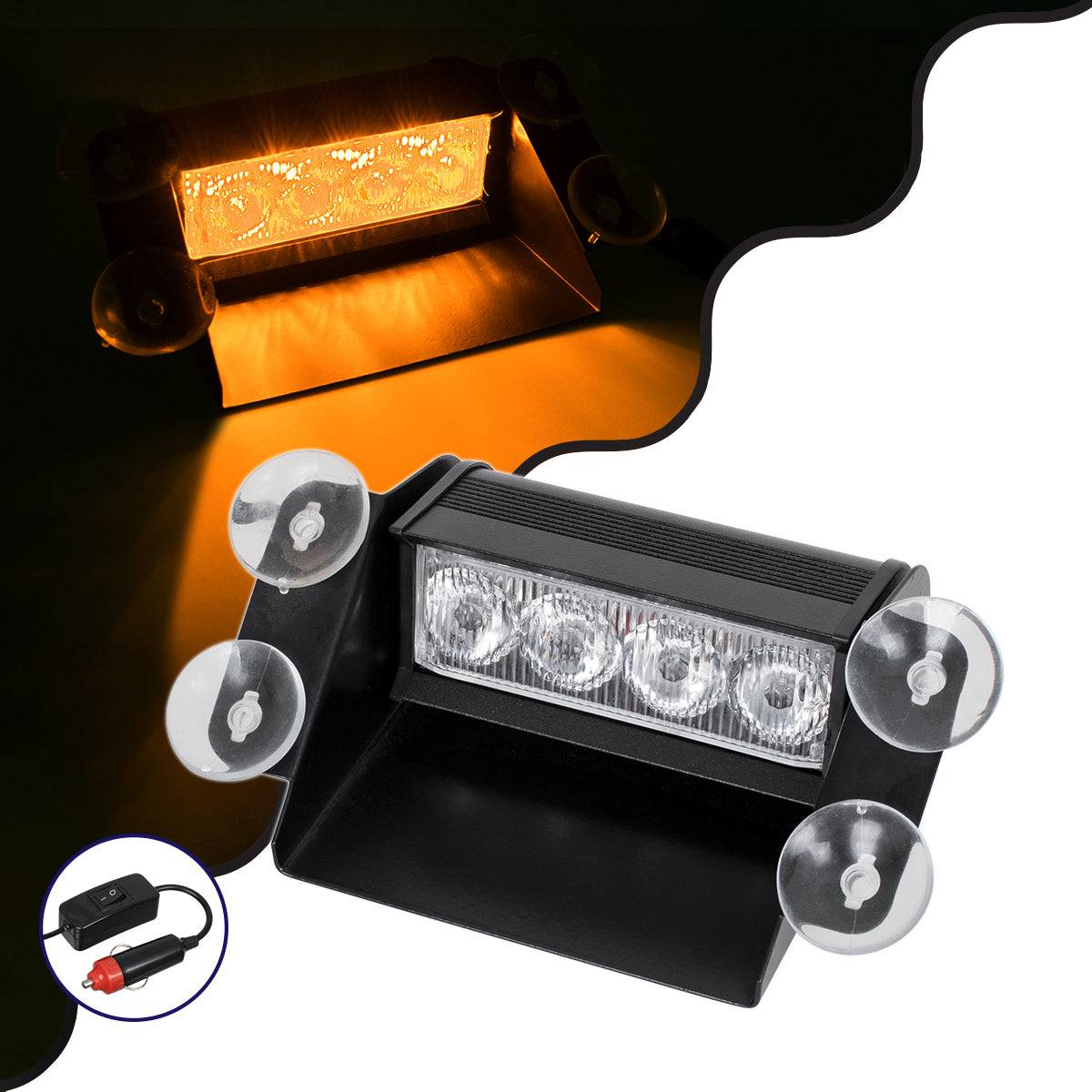 GloboStar® 85103 PRO Series Μπάρα Σήμανσης με Βεντούζες Στήριξης για Παρμπρίζ Οχήματος Οδικής Βοήθείας για Αυτοκίνητα & Φορτηγά 9 Προγραμμάτων Φωτισμού STROBE LED SMD 4W DC 10-30V IP20 Πορτοκαλί - ledmania.gr