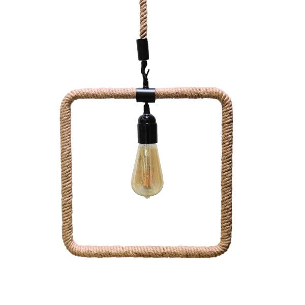 GloboStar® MALVERN 10001240 Vintage Industrial Κρεμαστό Φωτιστικό Οροφής Μονόφωτο Μαύρο Μεταλλικό με Μπεζ Σχοινί Μ33 x Π22 x Υ33cm - ledmania.gr