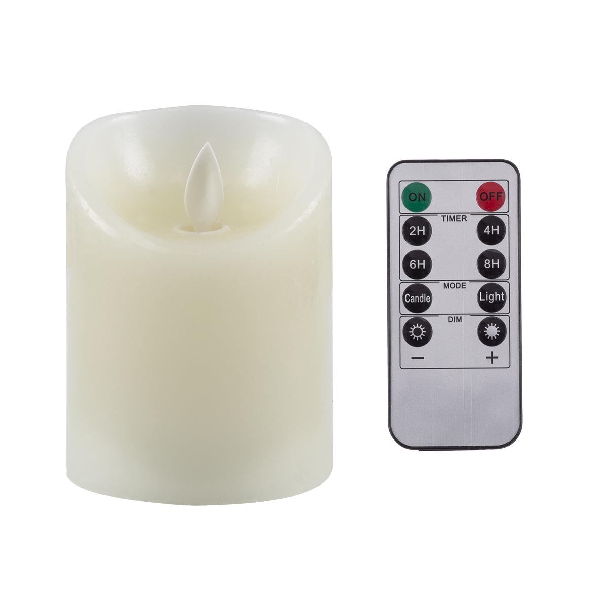 GloboStar® CANDLE 76497 Διακοσμητικό Realistic Κερί με LED Εφέ Κινούμενης Φλόγας - Μπαταρίας 2 x AA (Δεν Συμπεριλαμβάνονται) & Ασύρματο Χειριστήριο IR Θερμό Λευκό 2700K Dimmable Μαύρο Φ19 x Υ24cm - ledmania.gr