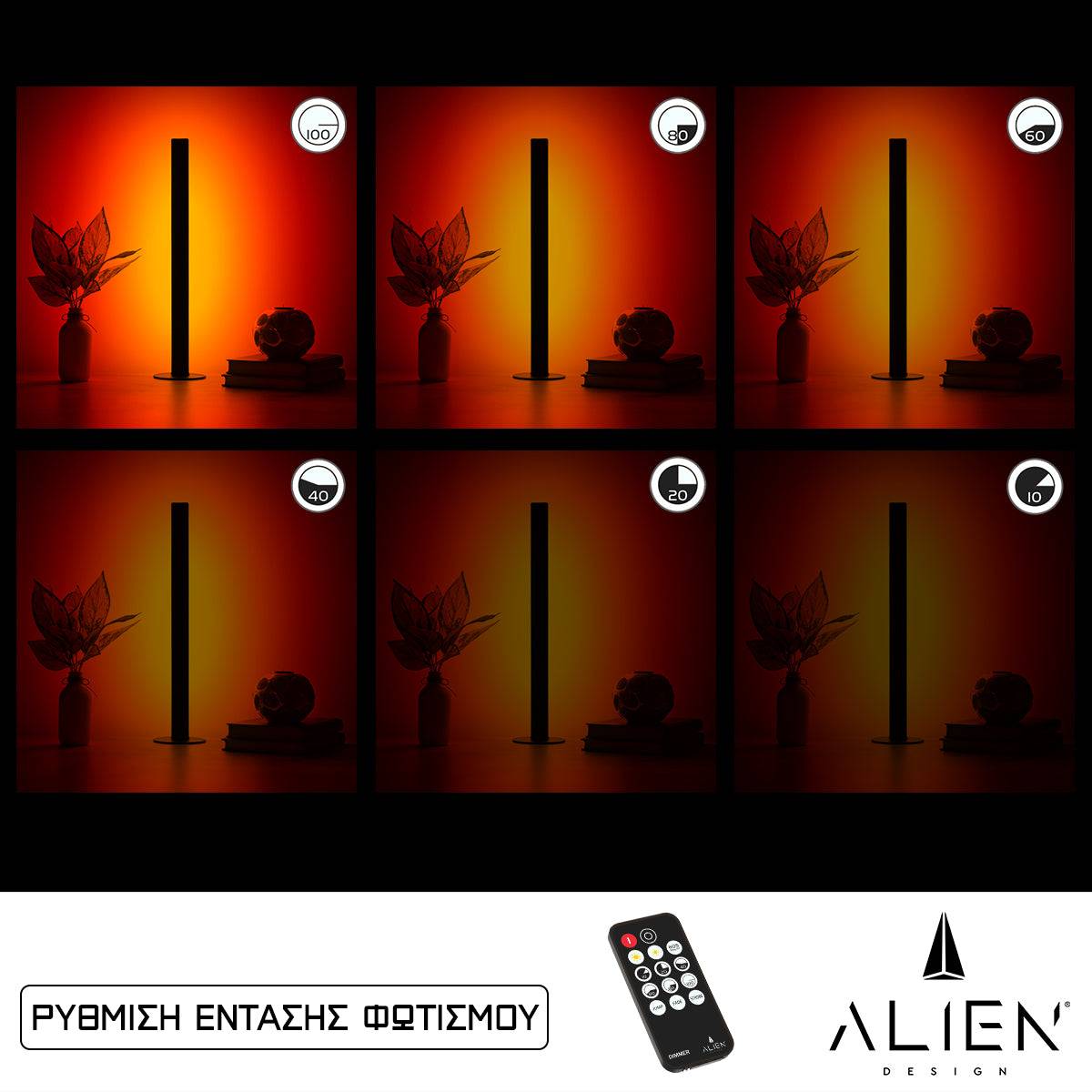 GloboStar® ALIEN-DIVA-BLACK-50-4 ALIEN Design DIVA Μοντέρνο Minimal Nordic Μεταλλικό Φωτιστικό Επιτραπέζιο - Πορτατίφ - Λαμπατέρ Μαύρο LED 8W 800lm με Ασύρματο Χειριστήριο RF & Dimmer IP20 Κόκκινο Μ3 x Π1.6 x Υ50cm - ledmania.gr