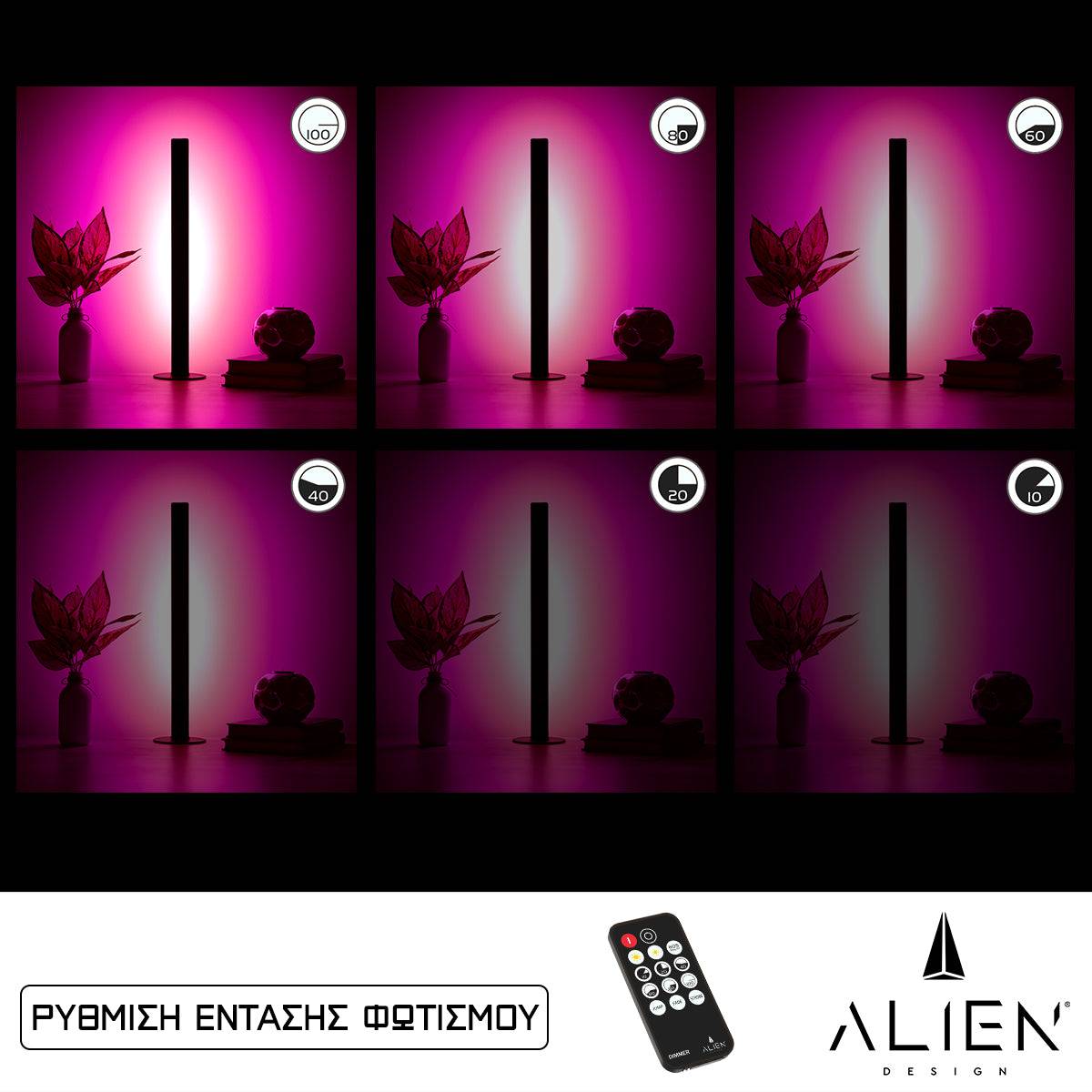 GloboStar® ALIEN-DIVA-BLACK-50-7 ALIEN Design DIVA Μοντέρνο Minimal Nordic Μεταλλικό Φωτιστικό Επιτραπέζιο - Πορτατίφ - Λαμπατέρ Μαύρο LED 8W 800 lm με Ασύρματο Χειριστήριο RF & Dimmer IP20 Ροζ Μ3 x Π1.6 x Υ50cm - ledmania.gr