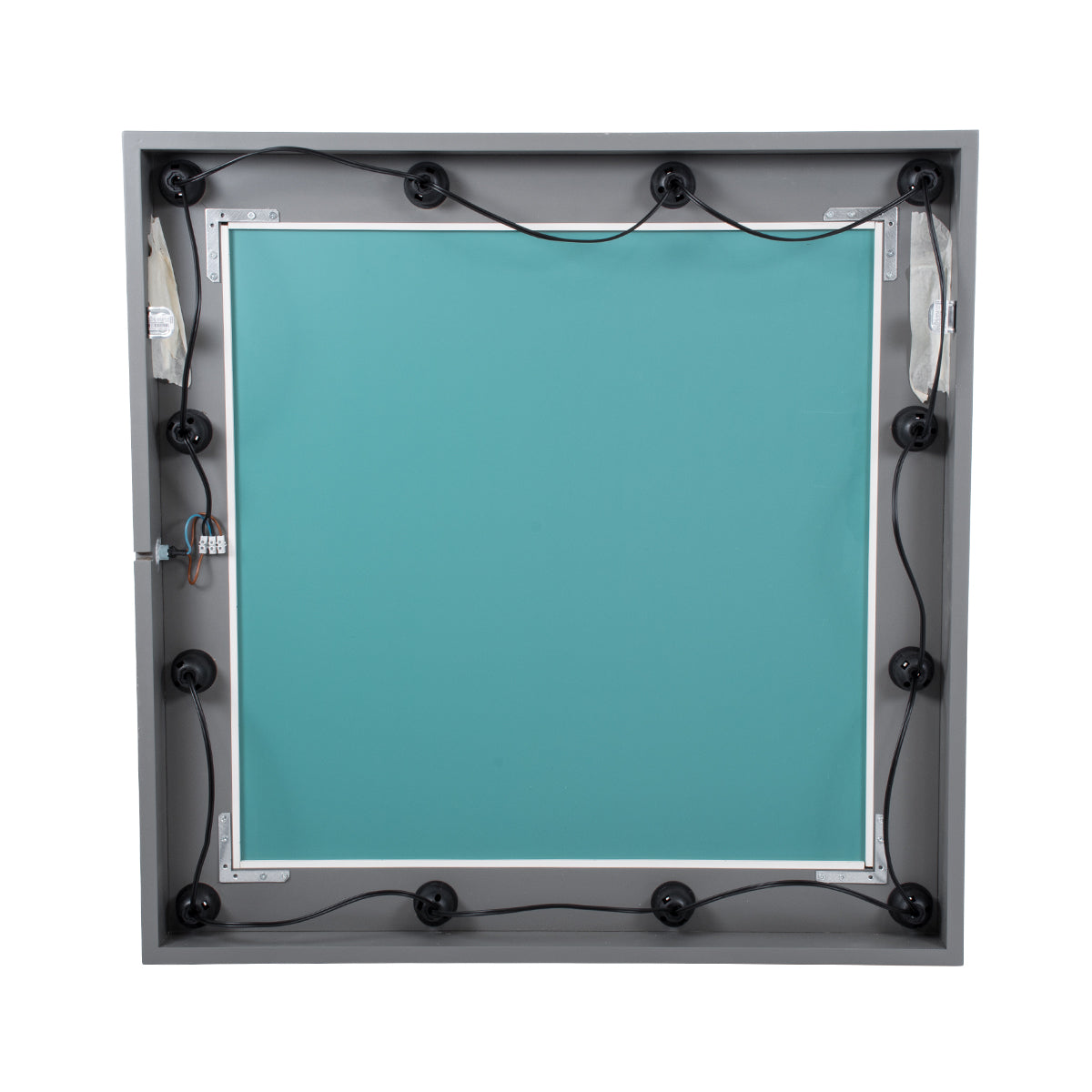 GloboStar® MAKEUP MIRROR-80x80-6 Μοντέρνος Καθρέπτης Μακιγιάζ με Πλαίσιο Φυσικού Ξύλου με Διακόπτη On/Off 12 x E27 AC220-240V - Μ80 x Π7 x Υ80cm - Γκρι Ανθρακί - ledmania.gr