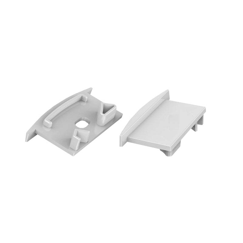 SET OF GREY PLASTIC END CAPS FOR P191, 1 WITHOUT HOLE & 1 WITH HOLE - ledmania.gr