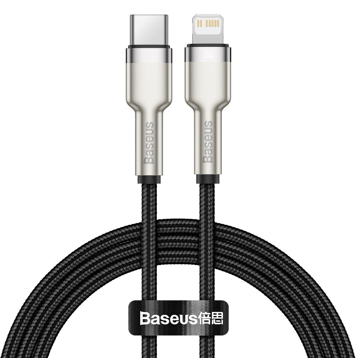 BASEUS CABLE CAFULE METAL USB-C - LIGHTNING 20W 1M BLACK - ledmania.gr