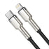 BASEUS CABLE CAFULE METAL USB-C - LIGHTNING 20W 1M BLACK - ledmania.gr