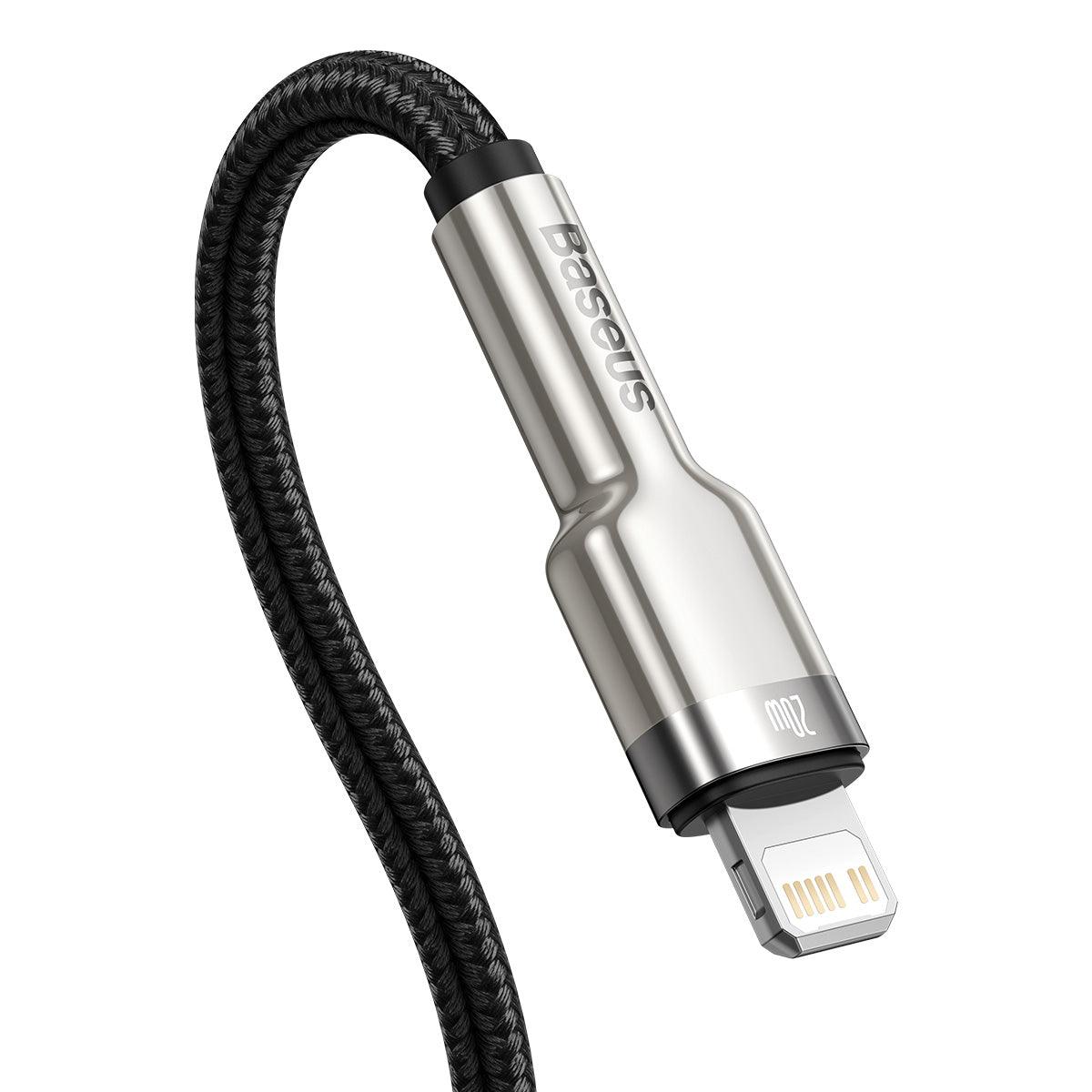 BASEUS CABLE CAFULE METAL USB-C - LIGHTNING 20W 1M BLACK - ledmania.gr