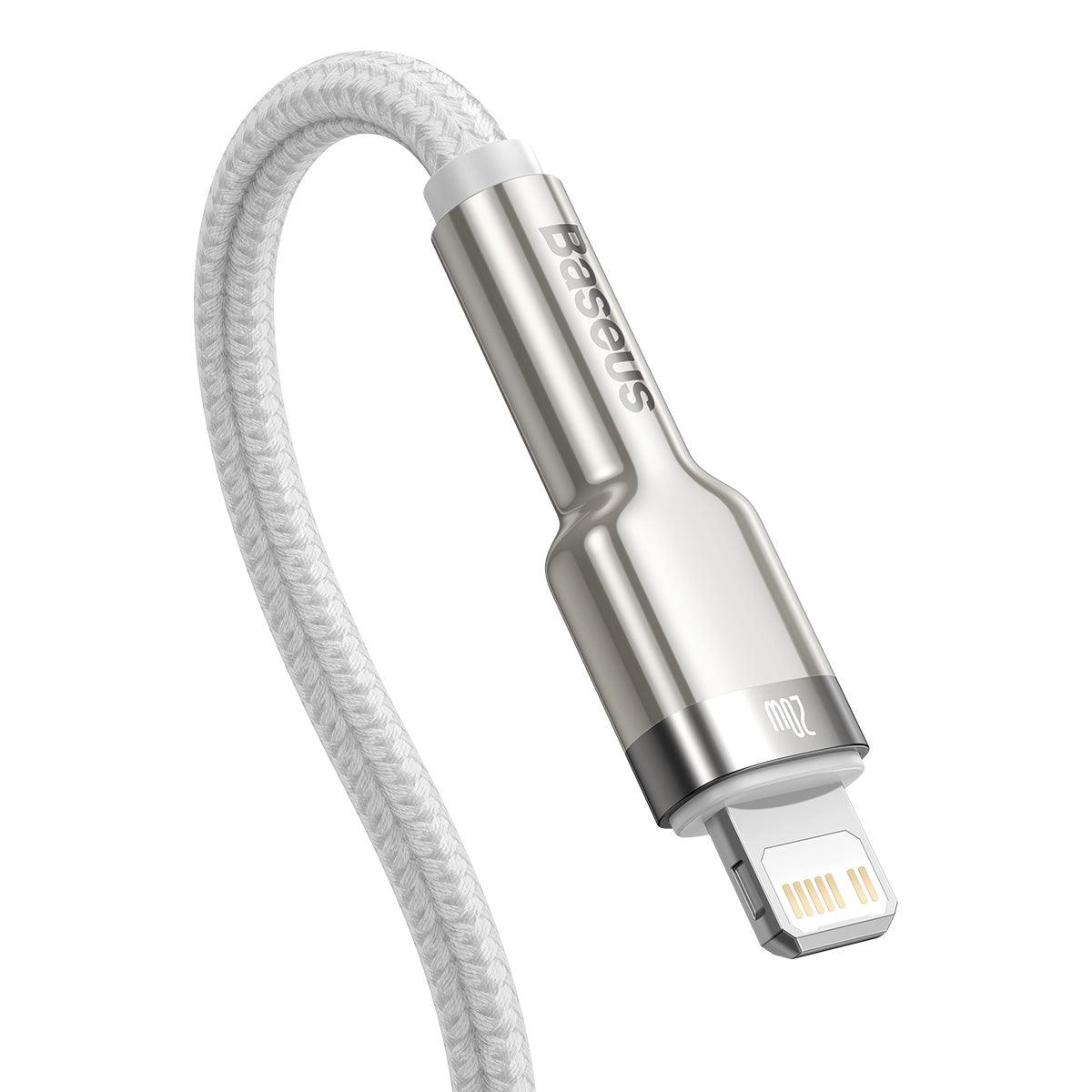 BASEUS CABLE CAFULE METAL USB-C - LIGHTNING 20W 2M WHITE - ledmania.gr