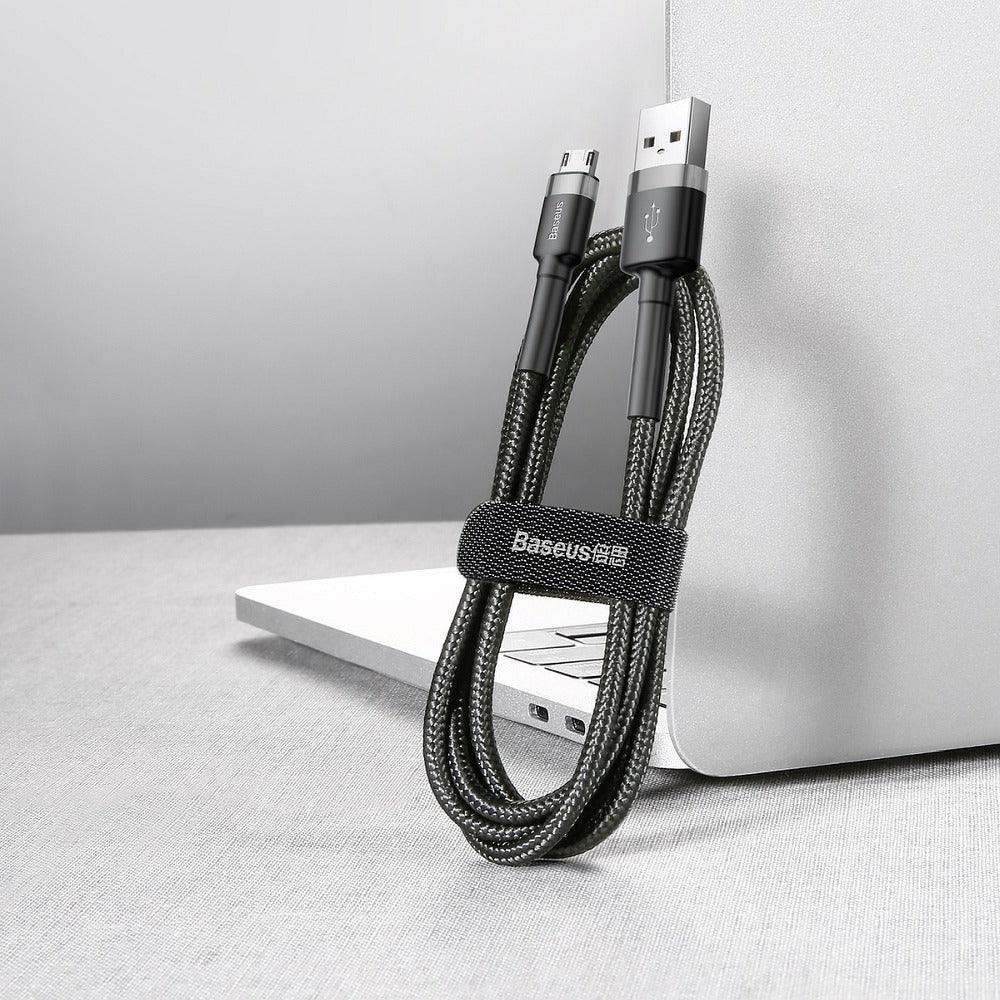 BASEUS CABLE CAFULE MICRO 2,4A 3M GRAY-BLACK CAMKLF-B91 - ledmania.gr