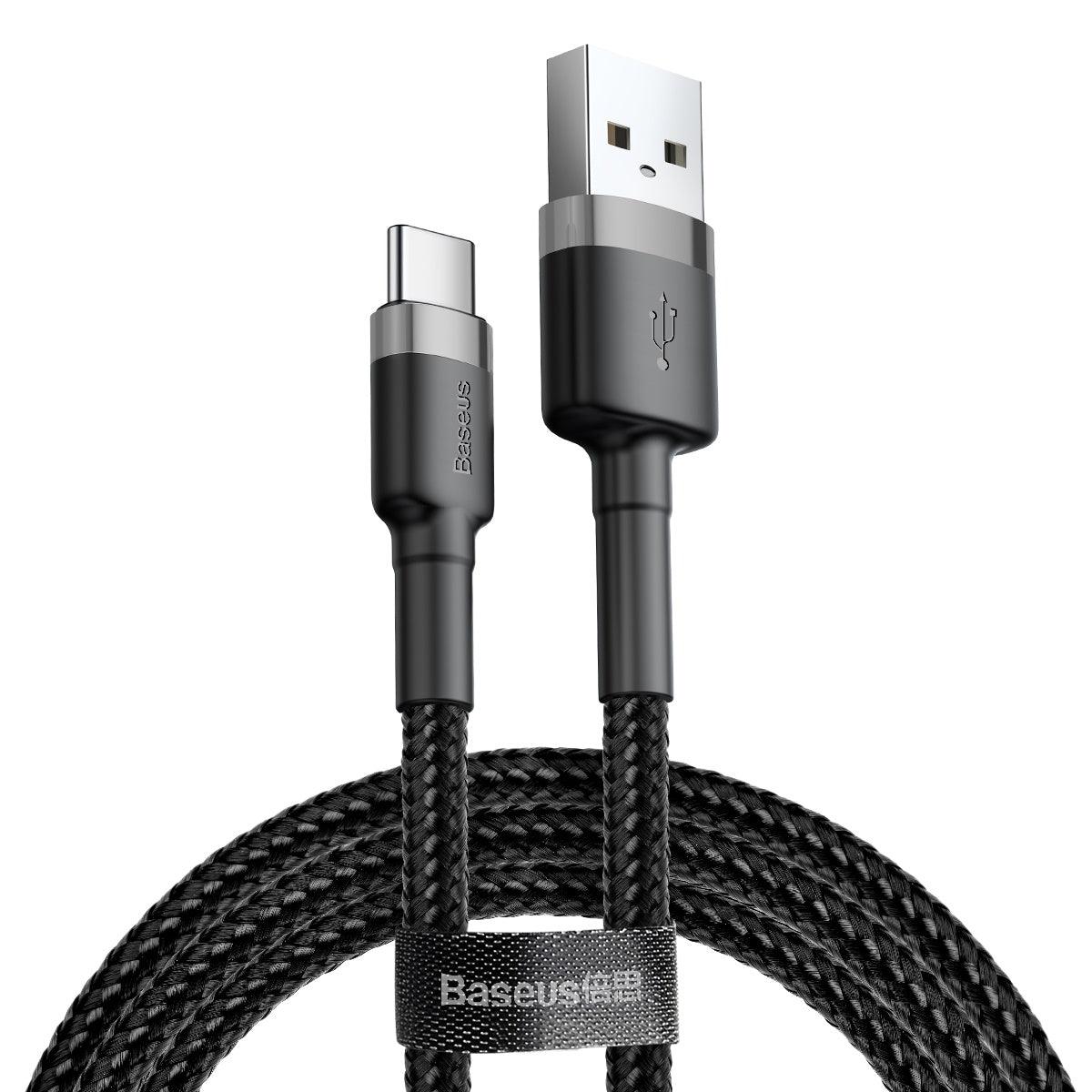 BASEUS CABLE CAFULE TYPE-C 2M GRAY BLACK 2A (CATKLF-CG1) - ledmania.gr