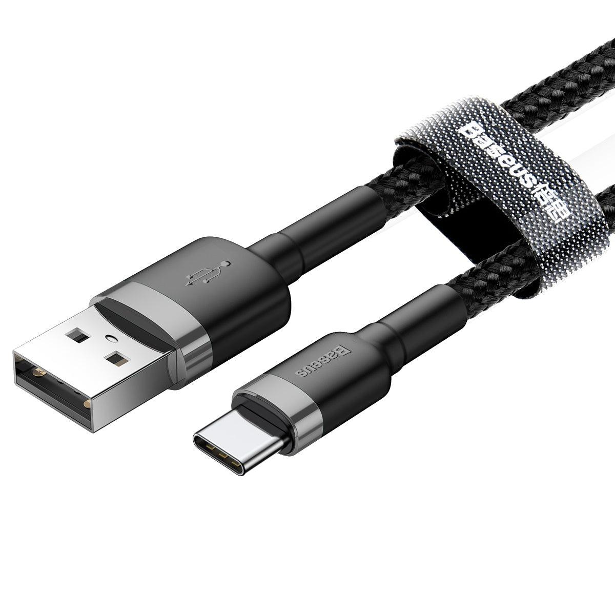 BASEUS CABLE CAFULE TYPE-C 2M GRAY BLACK 2A (CATKLF-CG1) - ledmania.gr